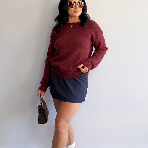 Women’s 3-Way Lace-Trim Convertible Sweater Cardigan – Burgundy - Picture 8 of 13